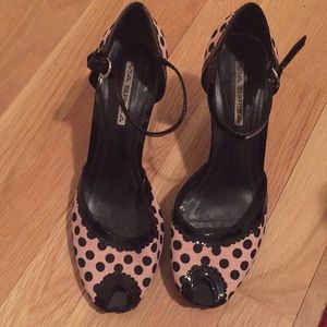 Via Spiga peep toe, polka dot kitten heels